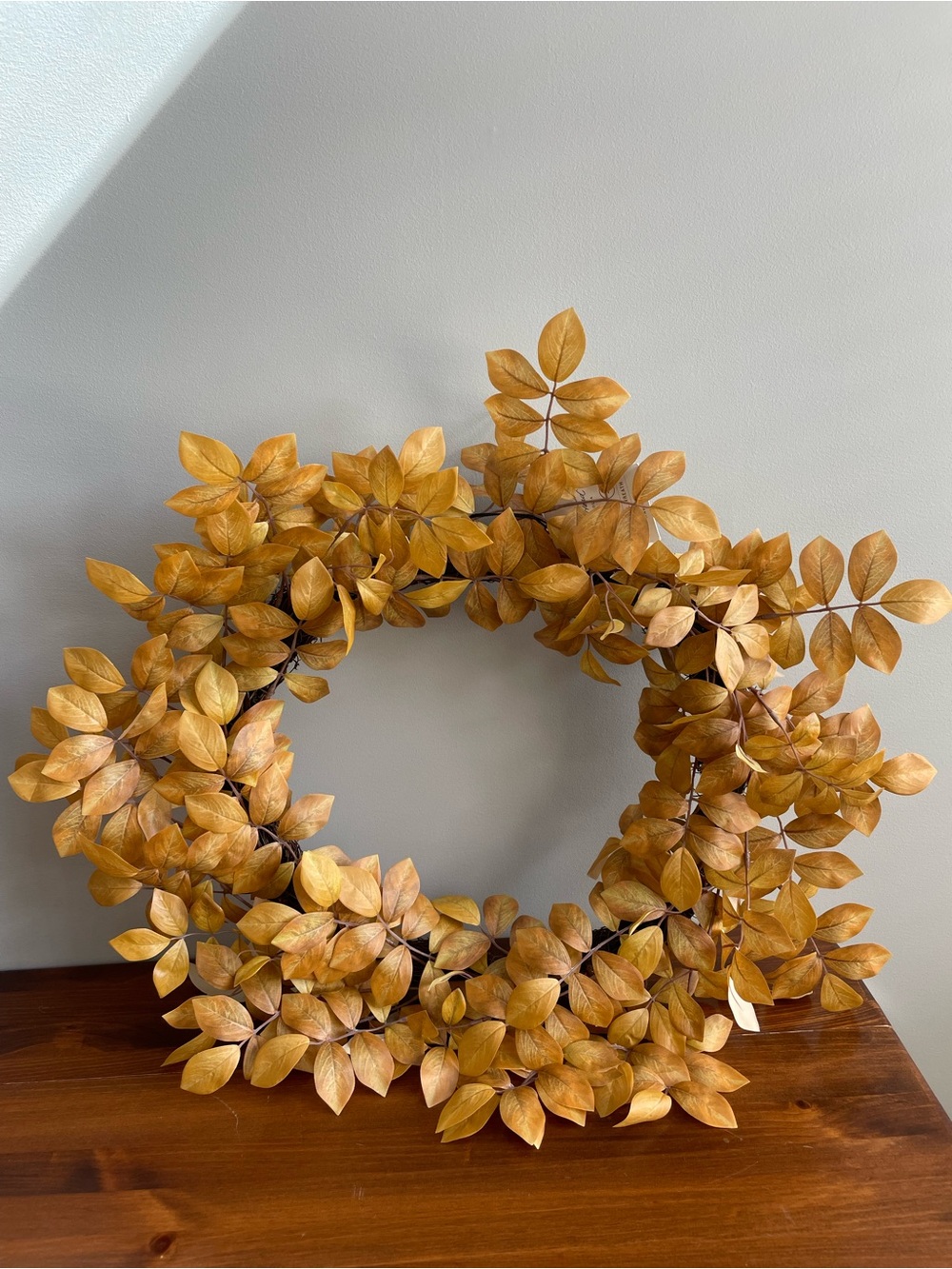 New Hearth & Hand Golden-Brown Leaf Autumn Wreath